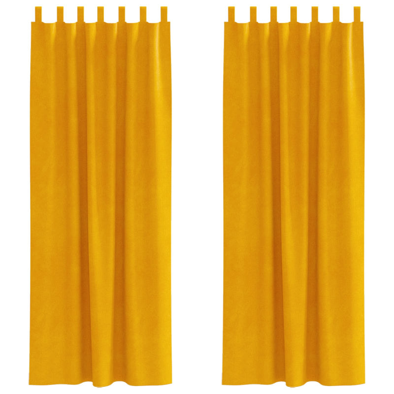 Load image into Gallery viewer, Vidaxl verduisterende gordijnen 2 pcs mosterdgeel 140 x 245 cm fluweel