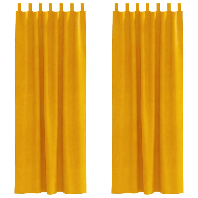 Load image into Gallery viewer, Vidaxl verduisterende gordijnen 2 pcs mosterdgeel 140 x 260 cm fluweel