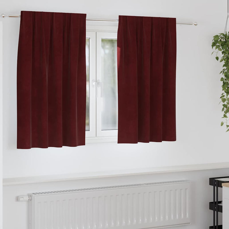Load image into Gallery viewer, Vidaxl verduisterende gordijnen 2 pcs wijnrood 140 x 140 cm fluweel