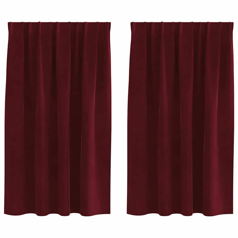 Load image into Gallery viewer, Vidaxl verduisterende gordijnen 2 pcs wijnrood 140 x 140 cm fluweel