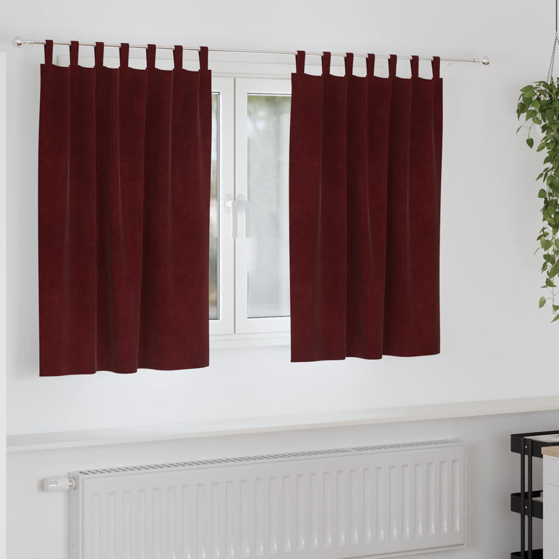 Load image into Gallery viewer, Vidaxl verduisterende gordijnen 2 pcs wijnrood 140 x 140 cm fluweel