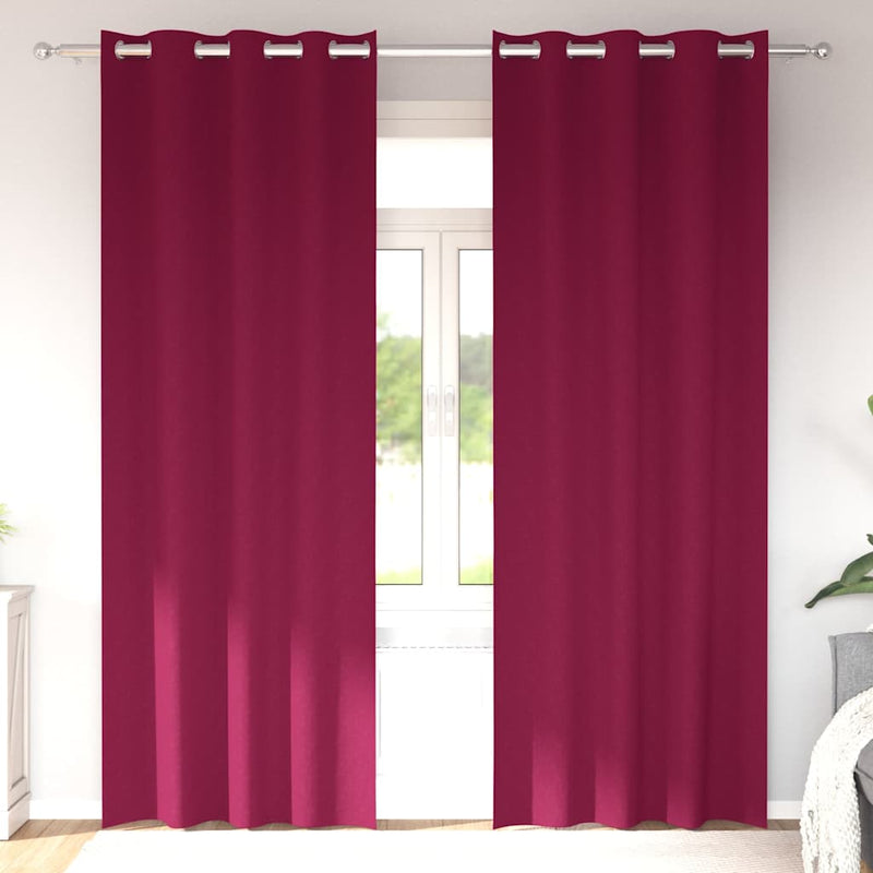 Load image into Gallery viewer, Vidaxl zwart-out gordijnen met ringen 2 pcs wijnrood 260 x 140 cm
