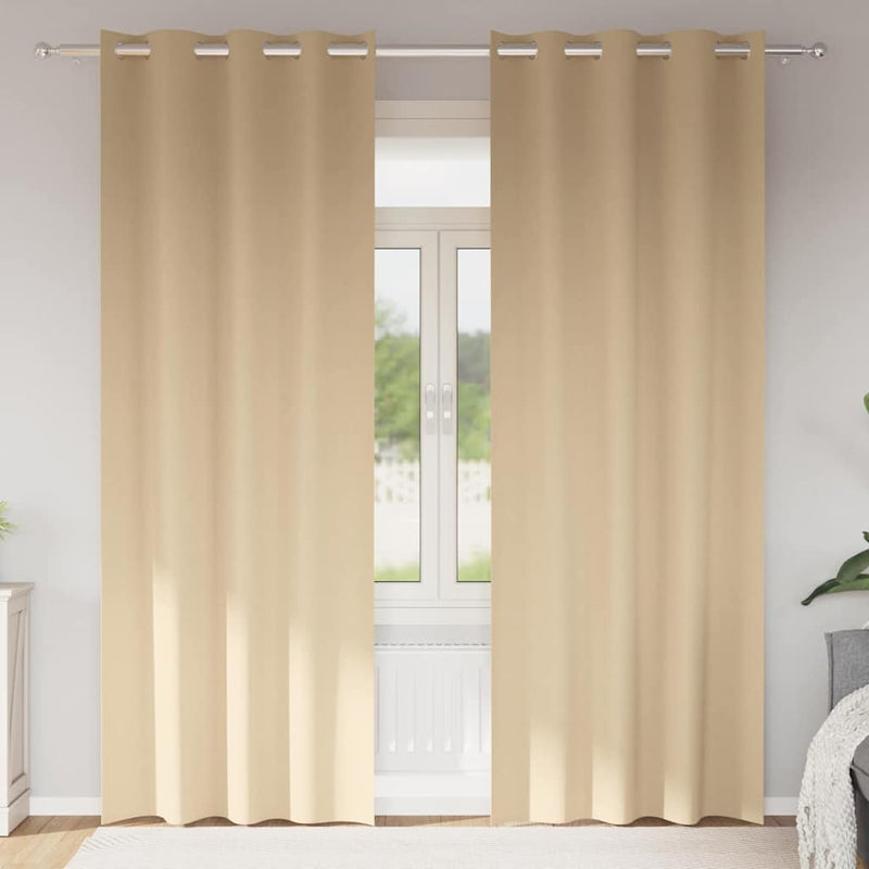 Load image into Gallery viewer, Vidaxl zwart-out gordijnen met ringen 2 pcs crème 260 x 140 cm