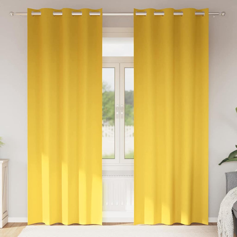 Load image into Gallery viewer, Vidaxl zwart-out gordijnen met ringen 2 pcs mosterdgeel 245 x 140 cm