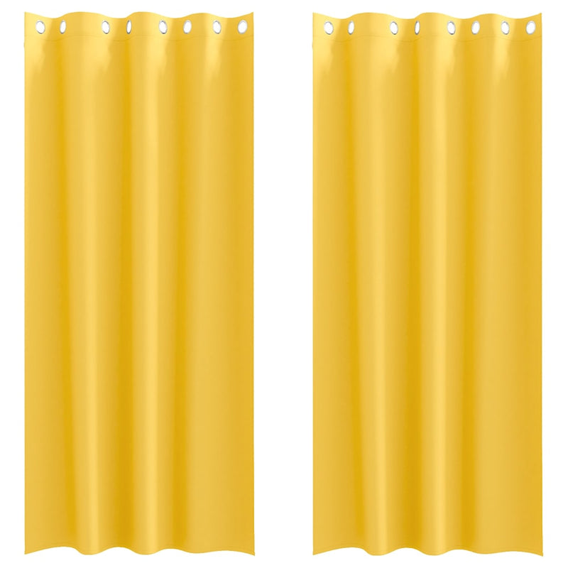 Load image into Gallery viewer, Vidaxl zwart-out gordijnen met ringen 2 pcs mosterdgeel 260 x 140 cm