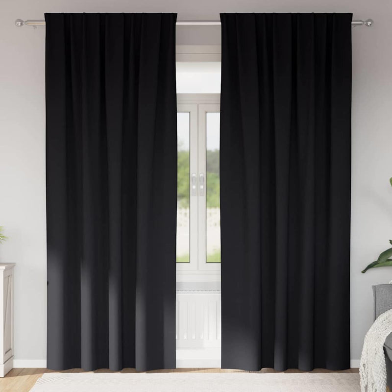 Load image into Gallery viewer, Vidaxl zwart-out gordijnen met ringen 2 pcs zwart 225 x 140 cm