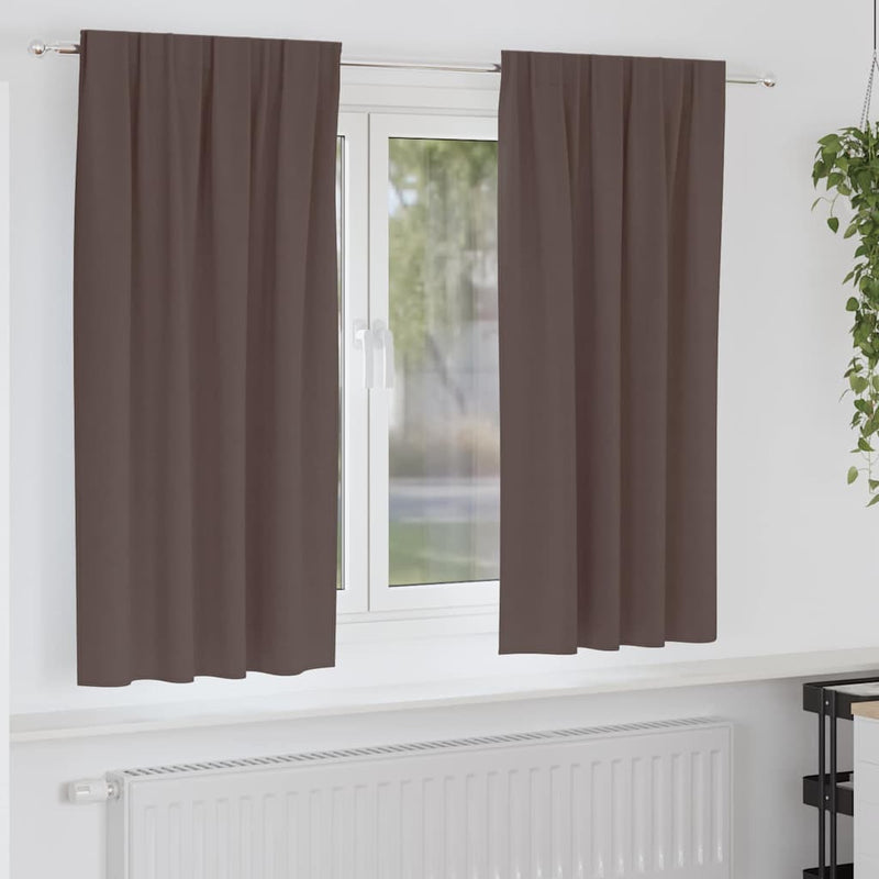 Load image into Gallery viewer, Vidaxl zwart-out gordijnen met ringen 2 pcs donkerbruin 175 x 140 cm