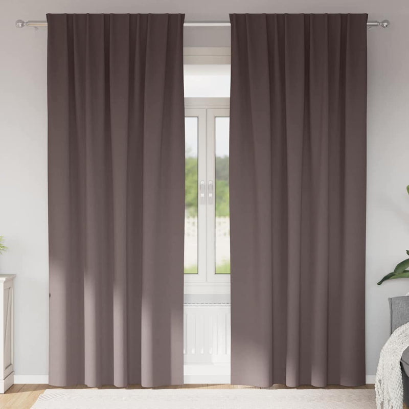 Load image into Gallery viewer, Vidaxl zwart-out gordijnen met ringen 2 pcs donkerbruin 225 x 140 cm
