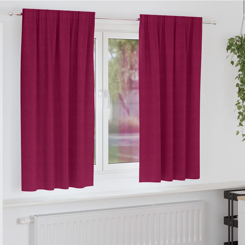 Load image into Gallery viewer, Vidaxl zwart-out gordijnen met ringen 2 pcs wijnrood 175 x 140 cm