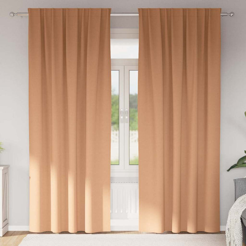 Load image into Gallery viewer, Vidaxl zwart-out gordijnen met ringen 2 pcs licht bruin 245 x 140 cm