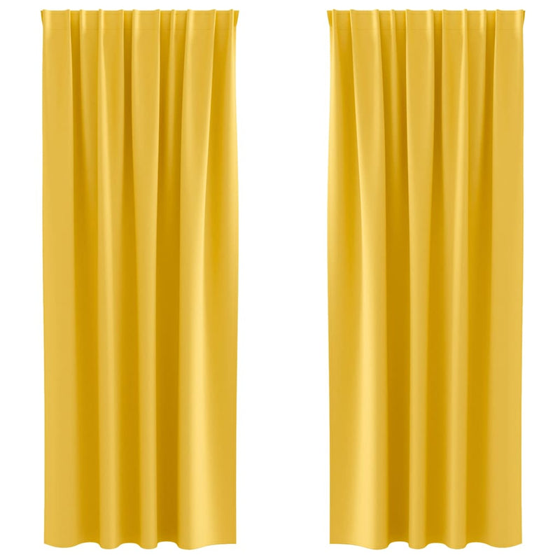 Load image into Gallery viewer, Vidaxl zwart-out gordijnen met ringen 2 pcs mosterdgeel 260 x 140 cm