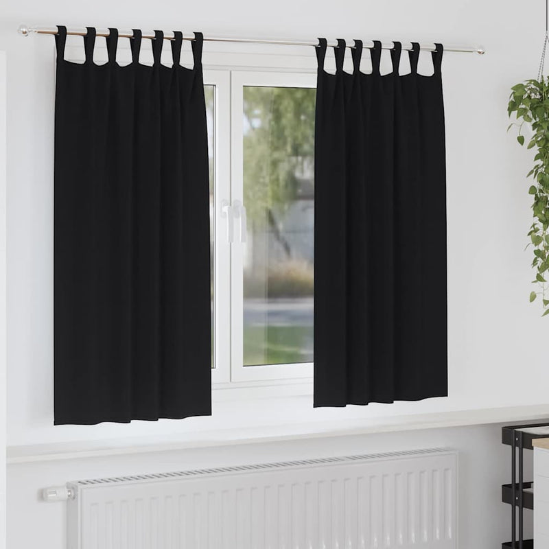 Load image into Gallery viewer, Vidaxl zwart-out gordijnen met ringen 2 pcs zwart 175 x 140 cm
