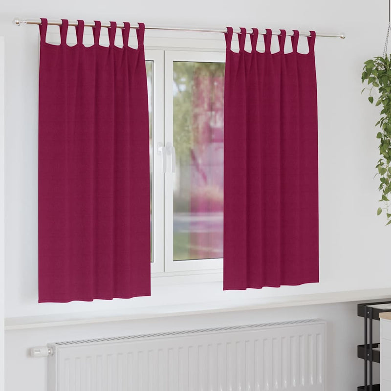 Load image into Gallery viewer, Vidaxl zwart-out gordijnen met ringen 2 pcs wijnrood 175 x 140 cm