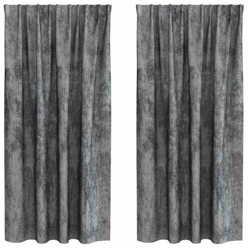 Load image into Gallery viewer, Vidaxl velvet gordijnen met gordijnen 2 pcs grijs 175 x 140 cm fluweel