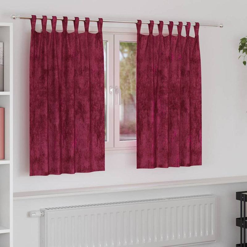 Load image into Gallery viewer, Vidaxl velvet gordijnen 2 pcs wijnrood 140 x 140 cm fluweel