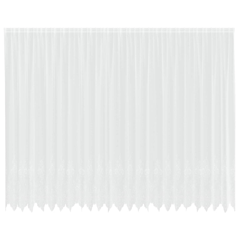 Load image into Gallery viewer, Vidaxl kantgordijn met gordijnen bloemen wit 260 x 600 cm polyester