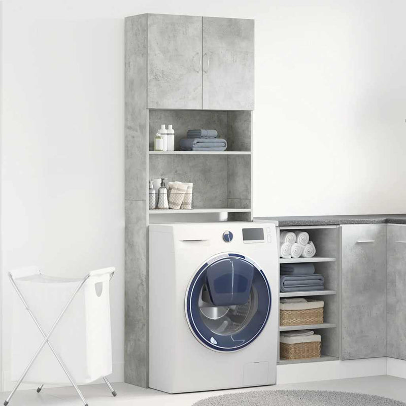 Load image into Gallery viewer, Vidaxl wasmachinekast 64x24x190 cm bewerkt hout betongrijs