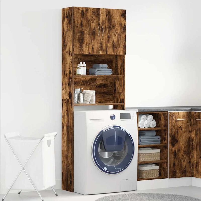 Load image into Gallery viewer, Vidaxl wasmachinekast 64x24x190 cm bewerkt hout gerookt eikenkleurig