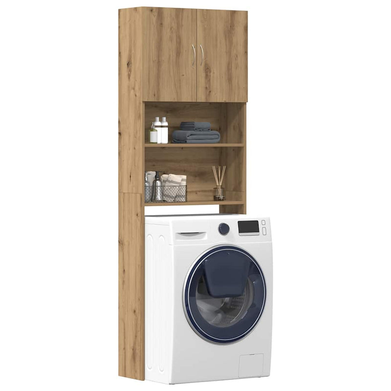 Load image into Gallery viewer, Vidaxl wasmachinekast 64x24x190 cm bewerkt hout artisanaal eikenkleur