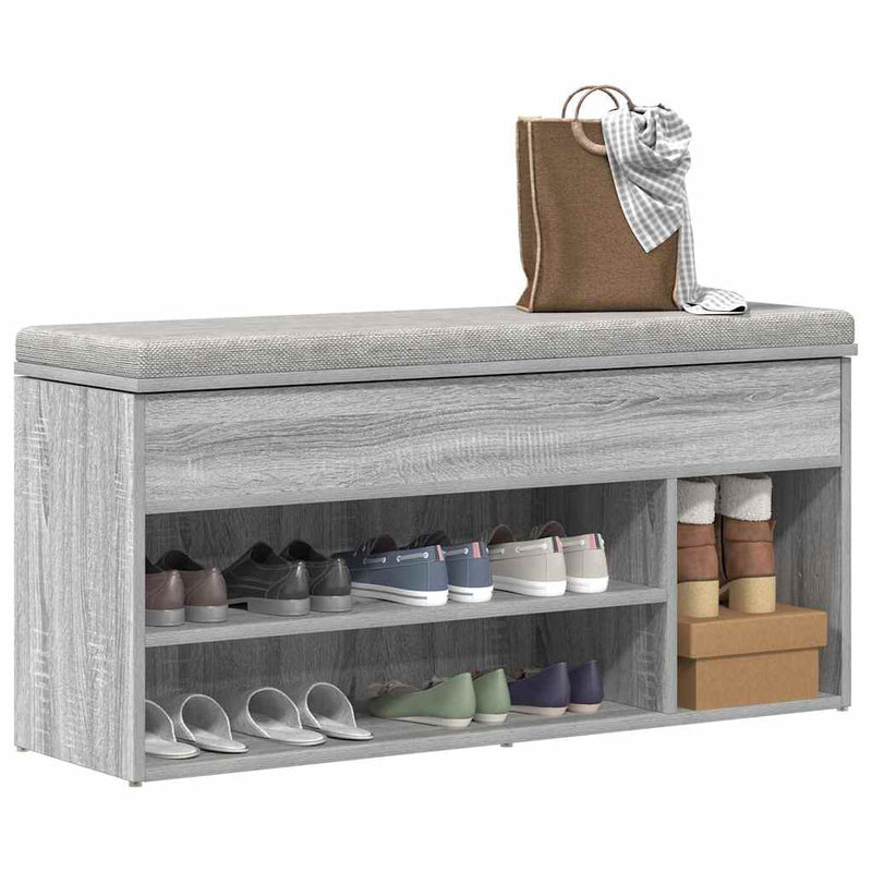 Load image into Gallery viewer, Vidaxl schoenenbank 102x30,5x45cm bewerkt hout grijs sonoma eikenkleur