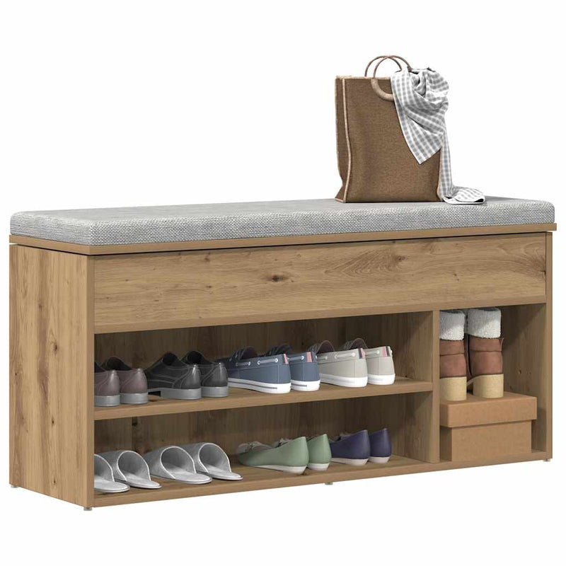 Load image into Gallery viewer, Vidaxl schoenenbank 102x30,5x45 cm bewerkt hout artisanaal eikenkleur