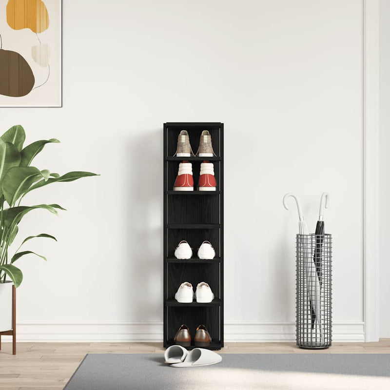 Load image into Gallery viewer, Vidaxl schoenenkast 25x27x102 cm bewerkt hout zwart eikenkleur