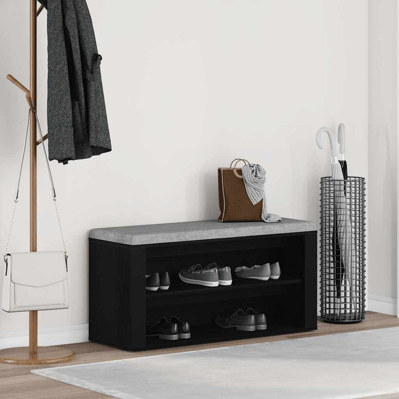 Load image into Gallery viewer, Vidaxl schoenenbank 100x35x45 cm bewerkt hout zwart eikenkleurig