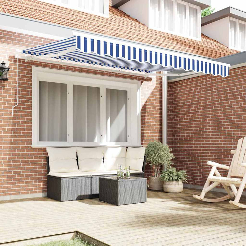 Load image into Gallery viewer, Vidaxl vervangingsdoek voor zonnescherm blauw en wit 330 x 195 cm