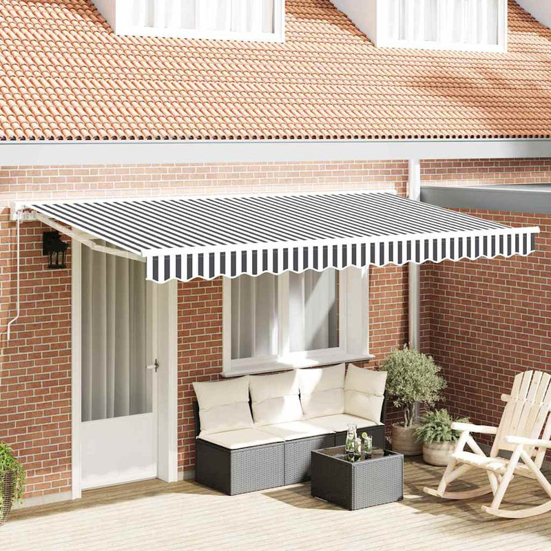Load image into Gallery viewer, Vidaxl vervangingsdoek voor zonnescherm antraciet en wit 380 x 195 cm