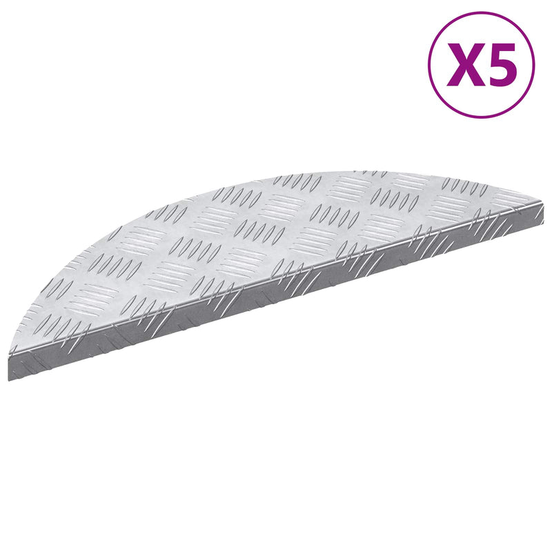 Load image into Gallery viewer, Vidaxl trap tread halvemaanvormig 5 pcs zilver 60 x 18 cm aluminium