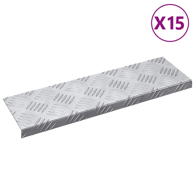 Load image into Gallery viewer, Vidaxl trap tread rechthoekig 15 pcs zilver 60 x 18 cm aluminium