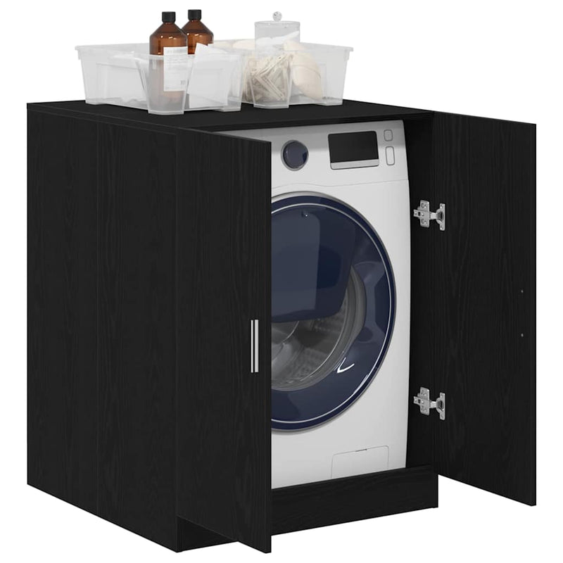Load image into Gallery viewer, Vidaxl wasmachinekast met opslag zwart eiken 70,5 x 71,5 x 91,5 cm