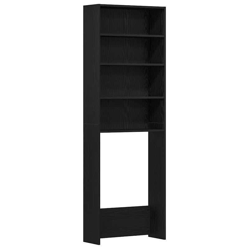 Load image into Gallery viewer, Vidaxl wasmachinekast zwart eiken 64 x 24 x 190 cm bewerkt hout