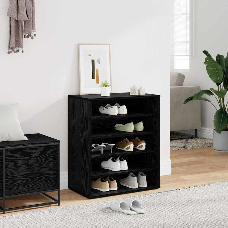 Load image into Gallery viewer, Vidaxl schoenenkast met plank zwart eiken 60 x 35 x 70 cm bewerkt hout