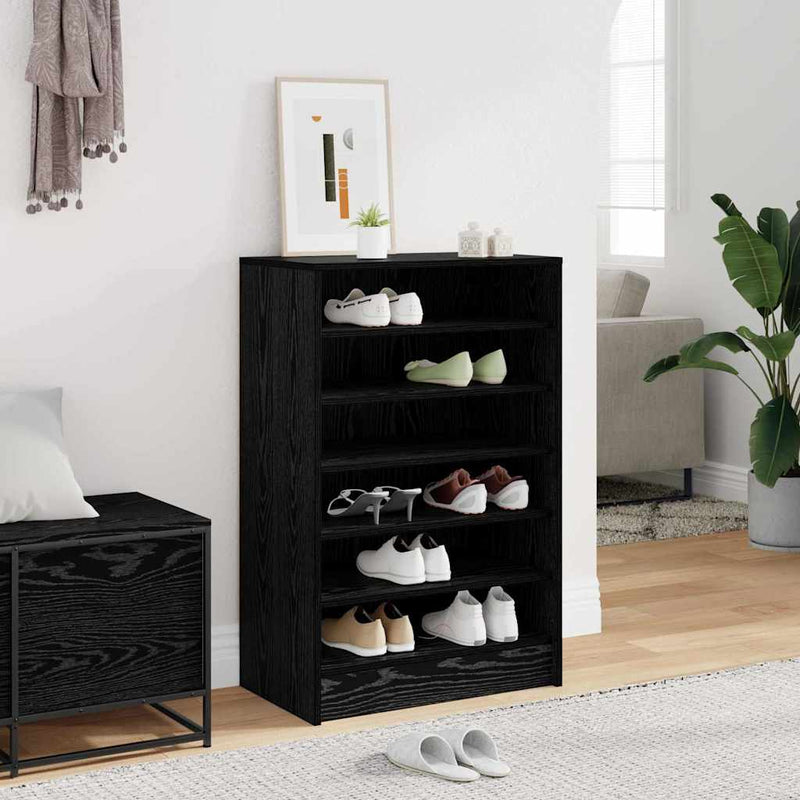 Load image into Gallery viewer, Vidaxl schoenenkast met plank zwart eiken 60 x 35 x 92 cm bewerkt hout