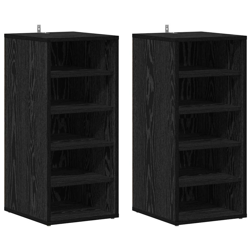Load image into Gallery viewer, Vidaxl schoenenkast 2 pcs zwart eiken 32 x 35 x 70 cm bewerkt hout