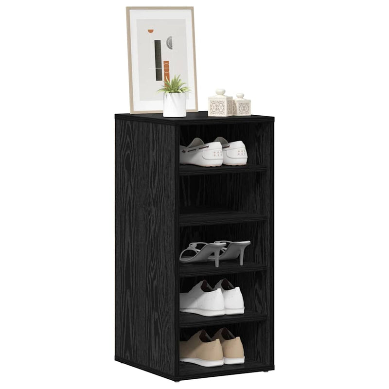 Load image into Gallery viewer, Vidaxl schoenenkast 2 pcs zwart eiken 32 x 35 x 70 cm bewerkt hout