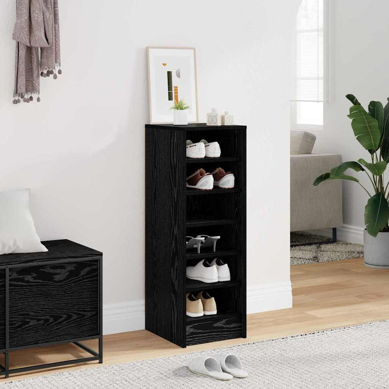 Load image into Gallery viewer, Vidaxl schoenenkast met plank zwart eiken 32 x 35 x 90 cm bewerkt hout