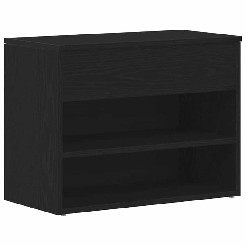 Load image into Gallery viewer, Vidaxl schoenenbank met plank zwart eiken 60 x 30 x 45 cm bewerkt hout