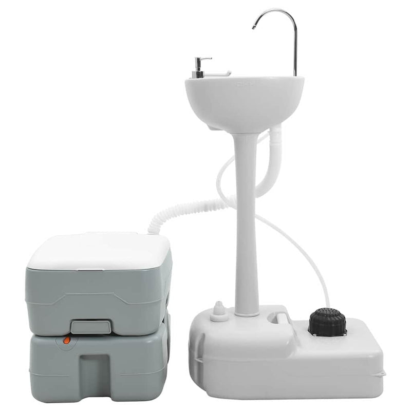 Load image into Gallery viewer, Vidaxl camping toilet set 2 pcs grijs 50,5 x 33 x 103 cm