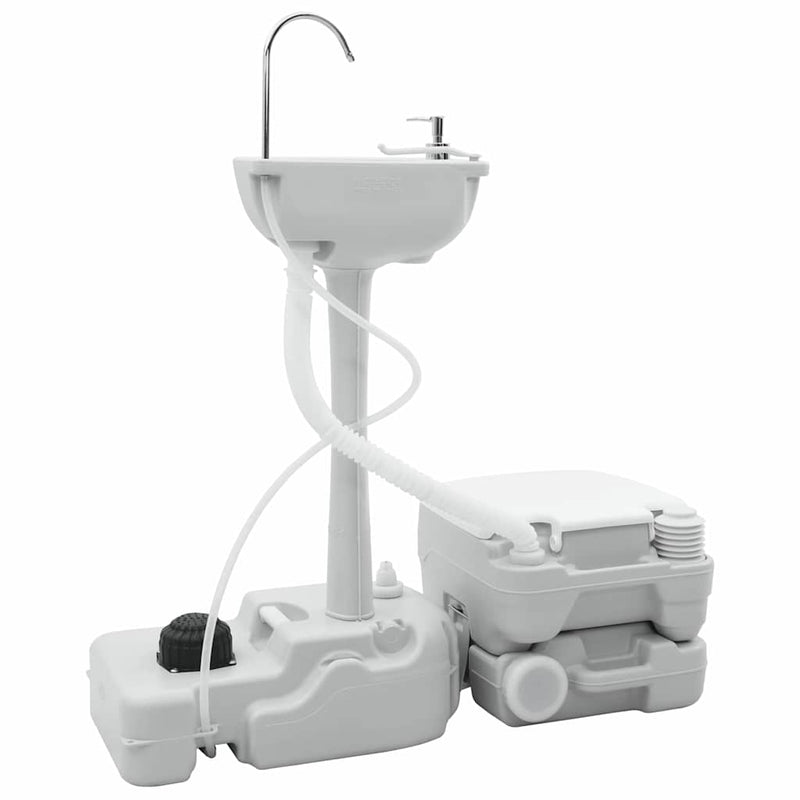 Load image into Gallery viewer, Vidaxl camping toilet set 2 pcs grijs en wit