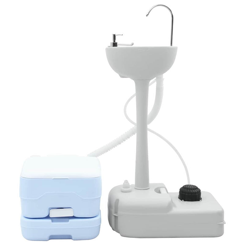 Load image into Gallery viewer, Vidaxl camping toilet set 2 pcs blauw en wit
