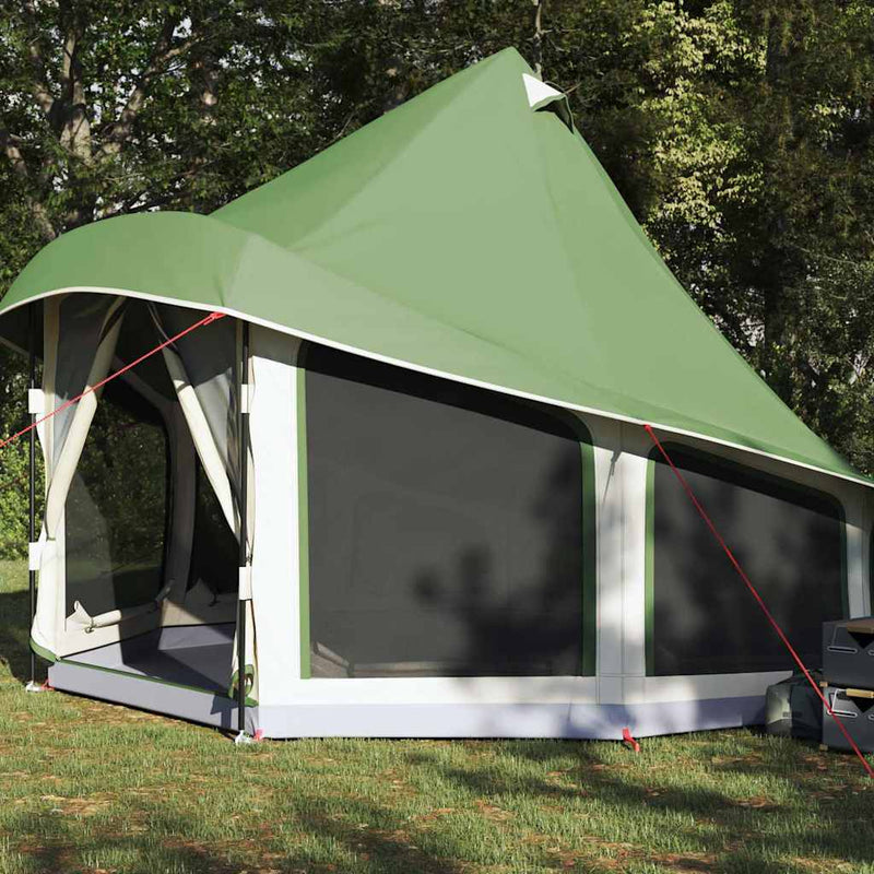 Load image into Gallery viewer, Vidaxl familie tipi tent tipi met dak groen 404 x 370 x 270 cm