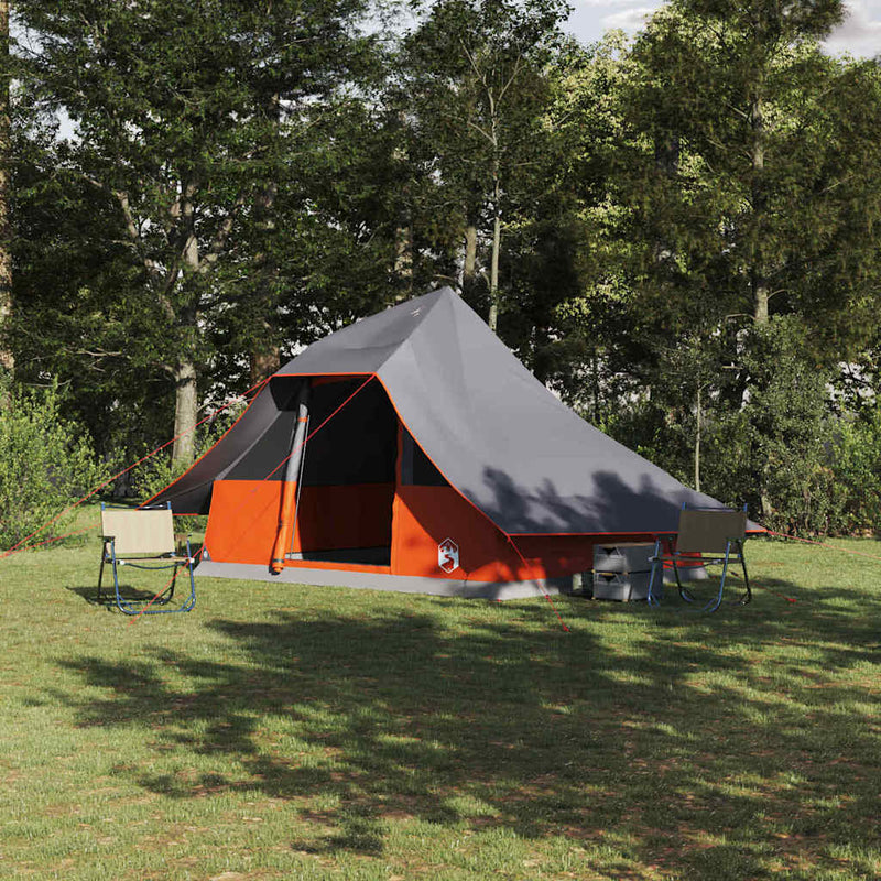 Load image into Gallery viewer, Vidaxl tipi tent met dak grijs en oranje 364 x 281 x 257 cm taft