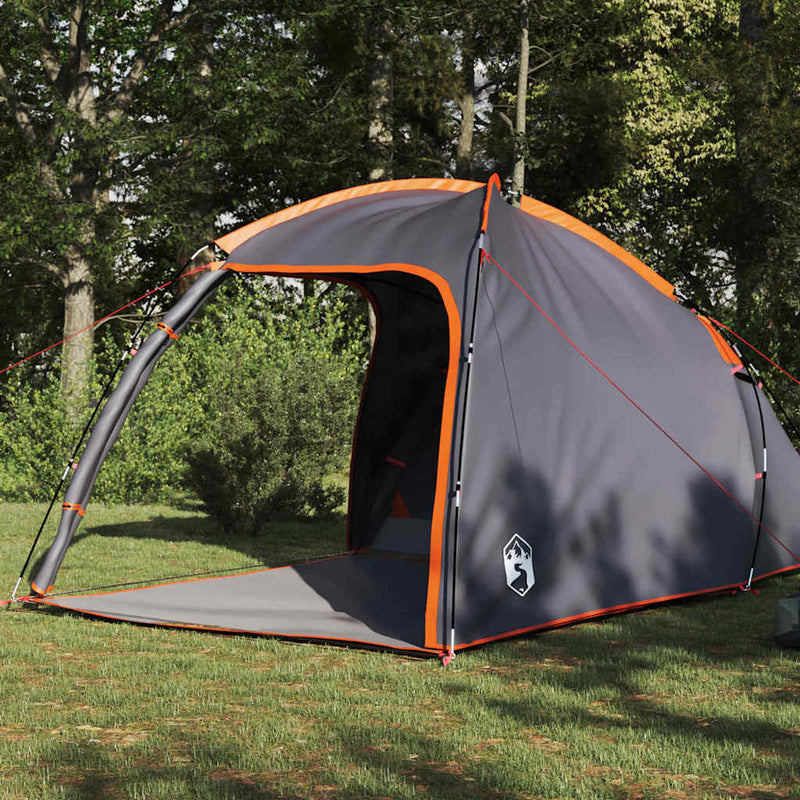 Load image into Gallery viewer, Vidaxl tent grijs en oranje 370 x 230 x 185 cm polyester en glasvezel