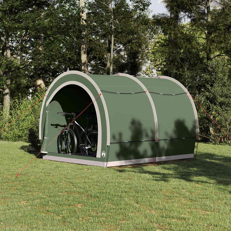 Load image into Gallery viewer, Vidaxl fietstent met dak met opslag groen 256 x 222 x 182 cm
