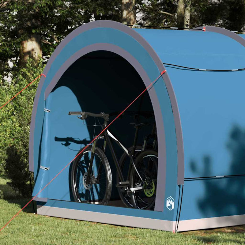Load image into Gallery viewer, Vidaxl fietstent met dak met opslag blauw 256 x 222 x 182 cm