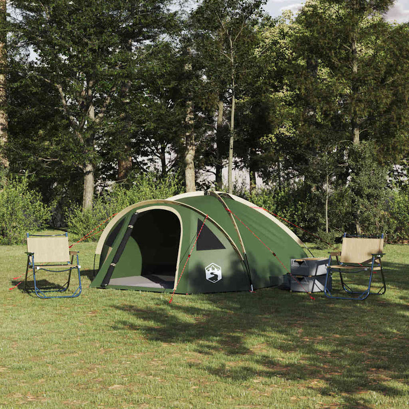 Load image into Gallery viewer, Vidaxl camping tent met dak groen 308 x 268 x 130 cm polyester