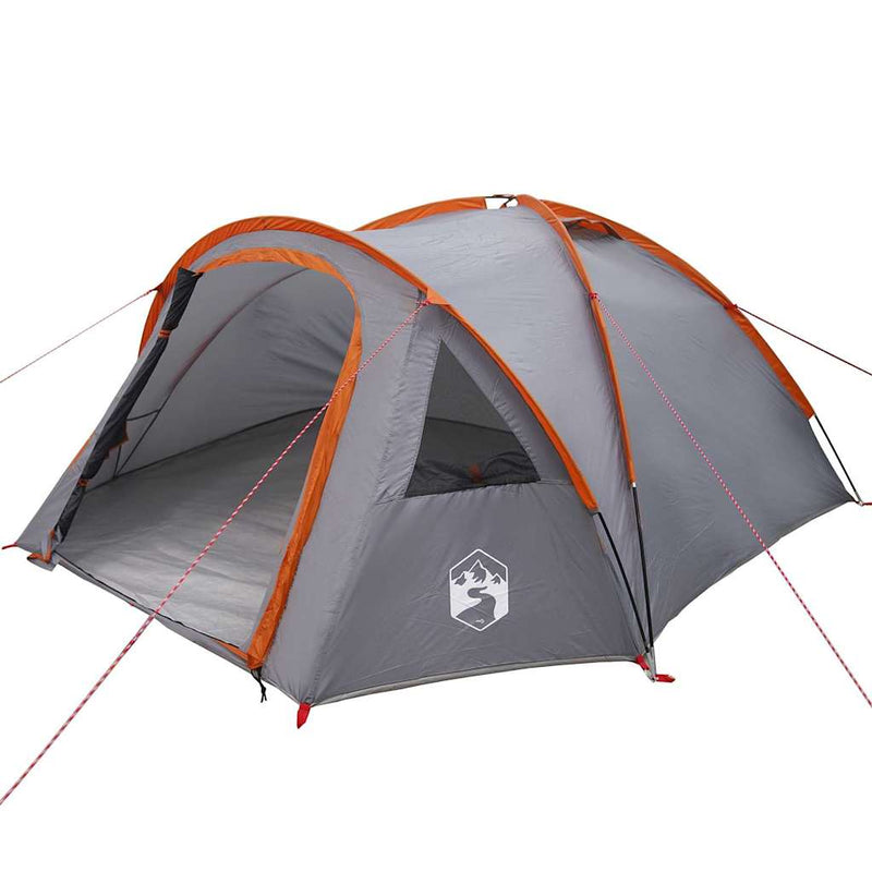 Load image into Gallery viewer, Vidaxl camping tent grijs en oranje 308 x 268 x 130 cm polyester