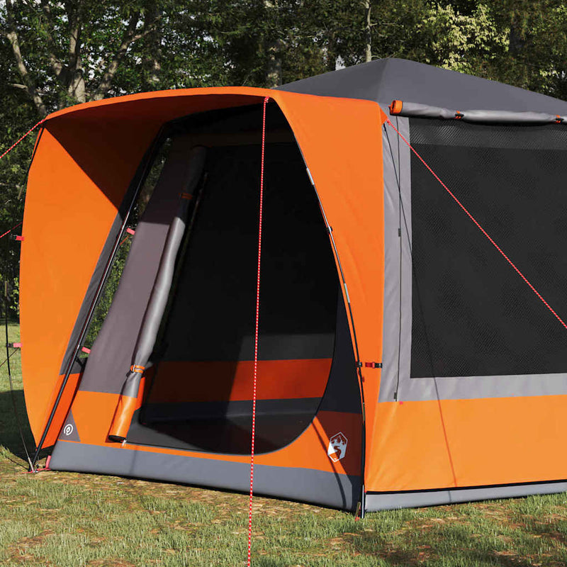 Load image into Gallery viewer, Vidaxl camping tent grijs en oranje 420 x 420 x 227 cm polyester